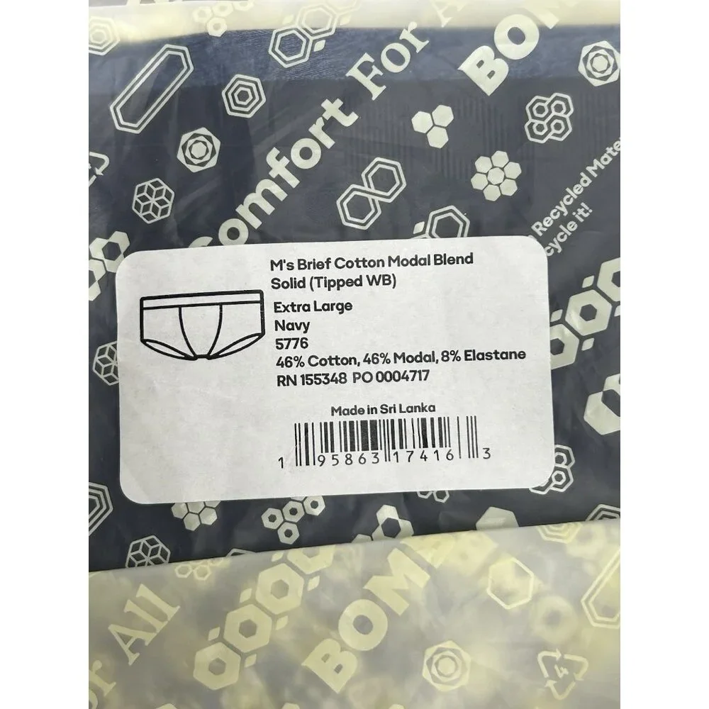 Bombas Men’s Briefs Underwear 3 Pack Size XL Heather Grey, Navy, White Cotton